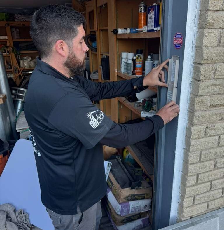 Garage door keypad installation performed by Apex Garage Pro technician