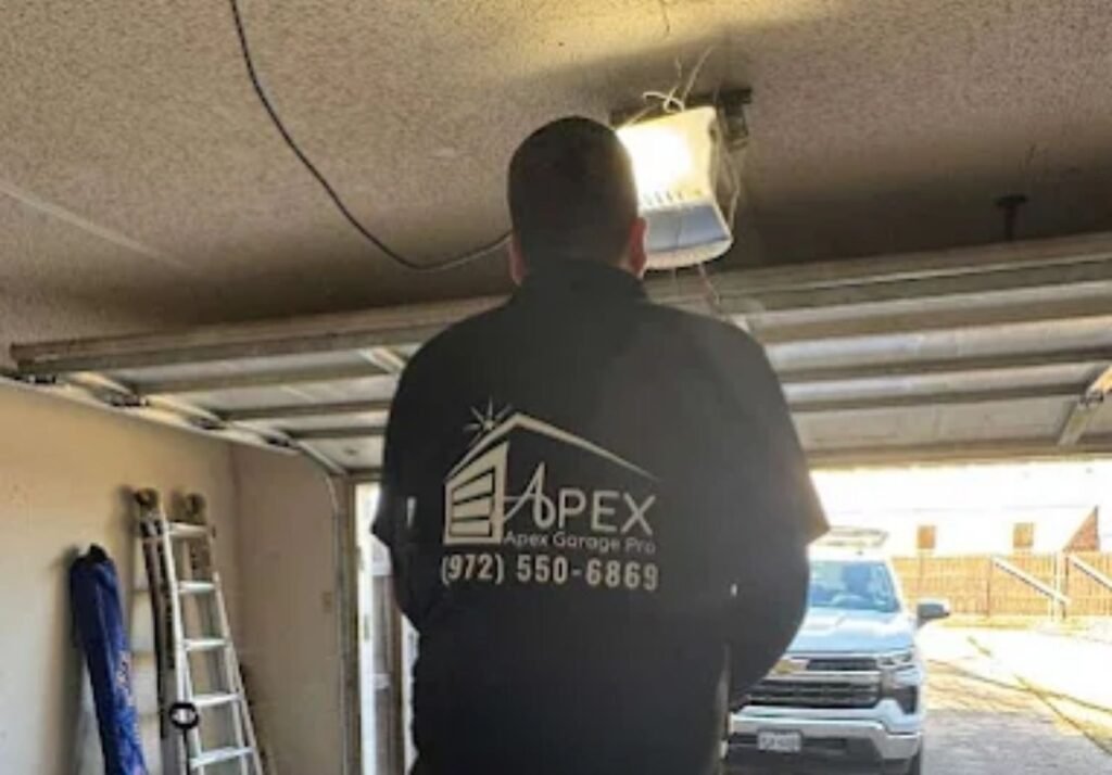 Garage door opener repair by an Apex Garage Pro technician